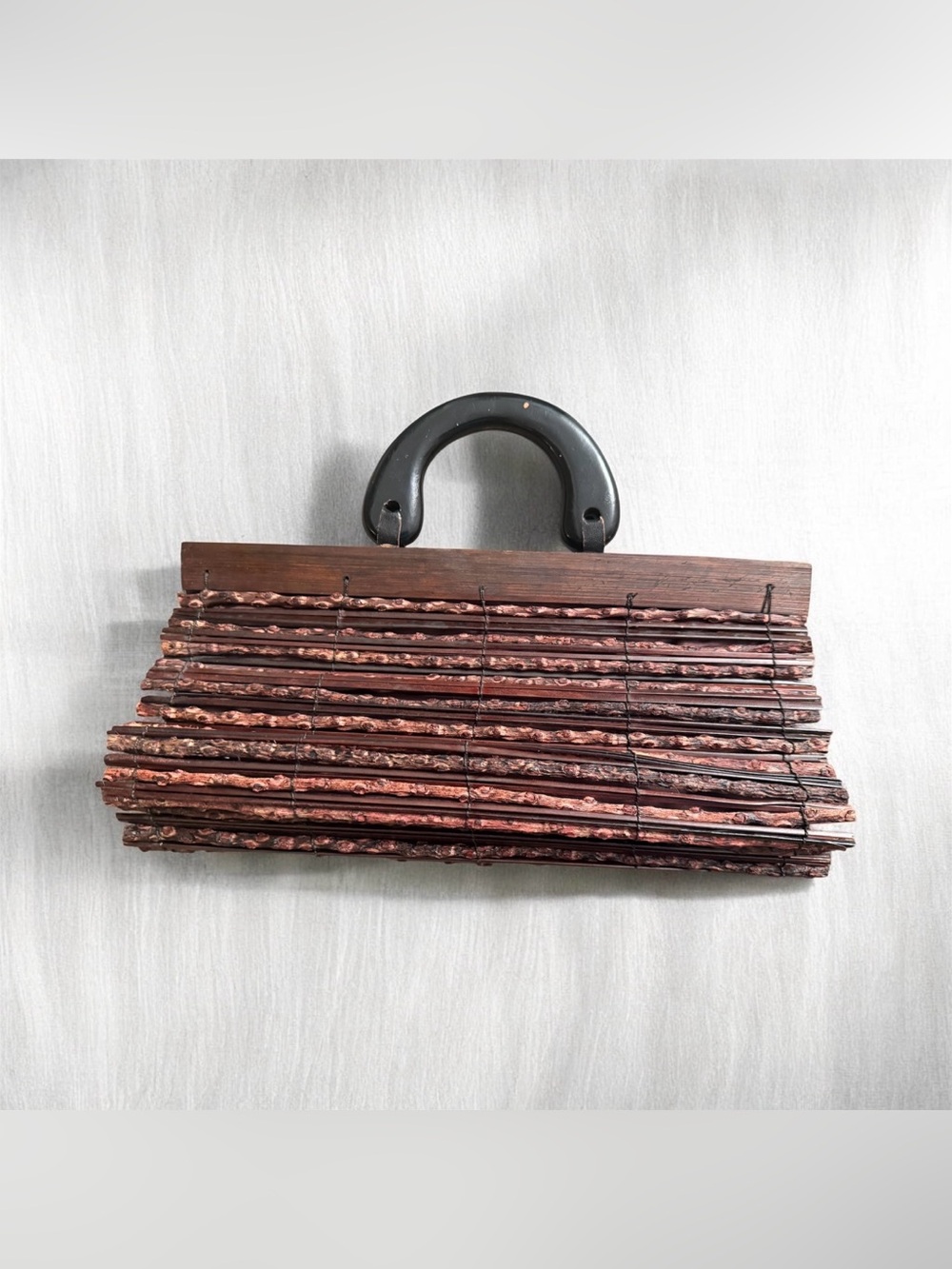 Rustic bamboo and wood decorative handbag Clutch